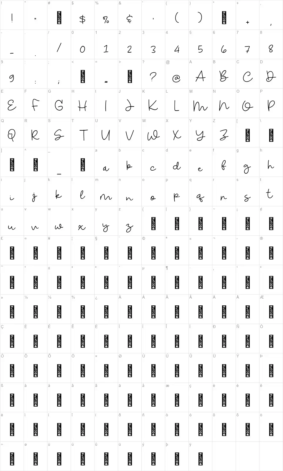 Donuts & Cookiesfont character map