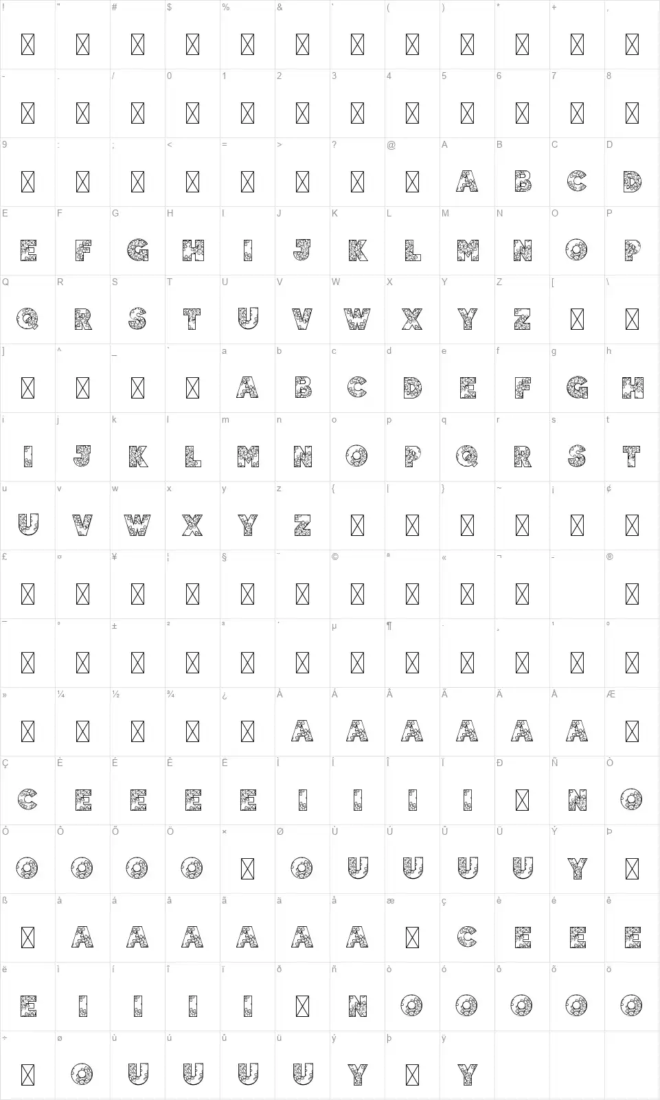 Doodala Biggiefont character map