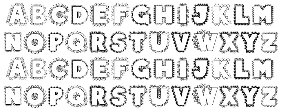 Doodala Borderedfont specimens