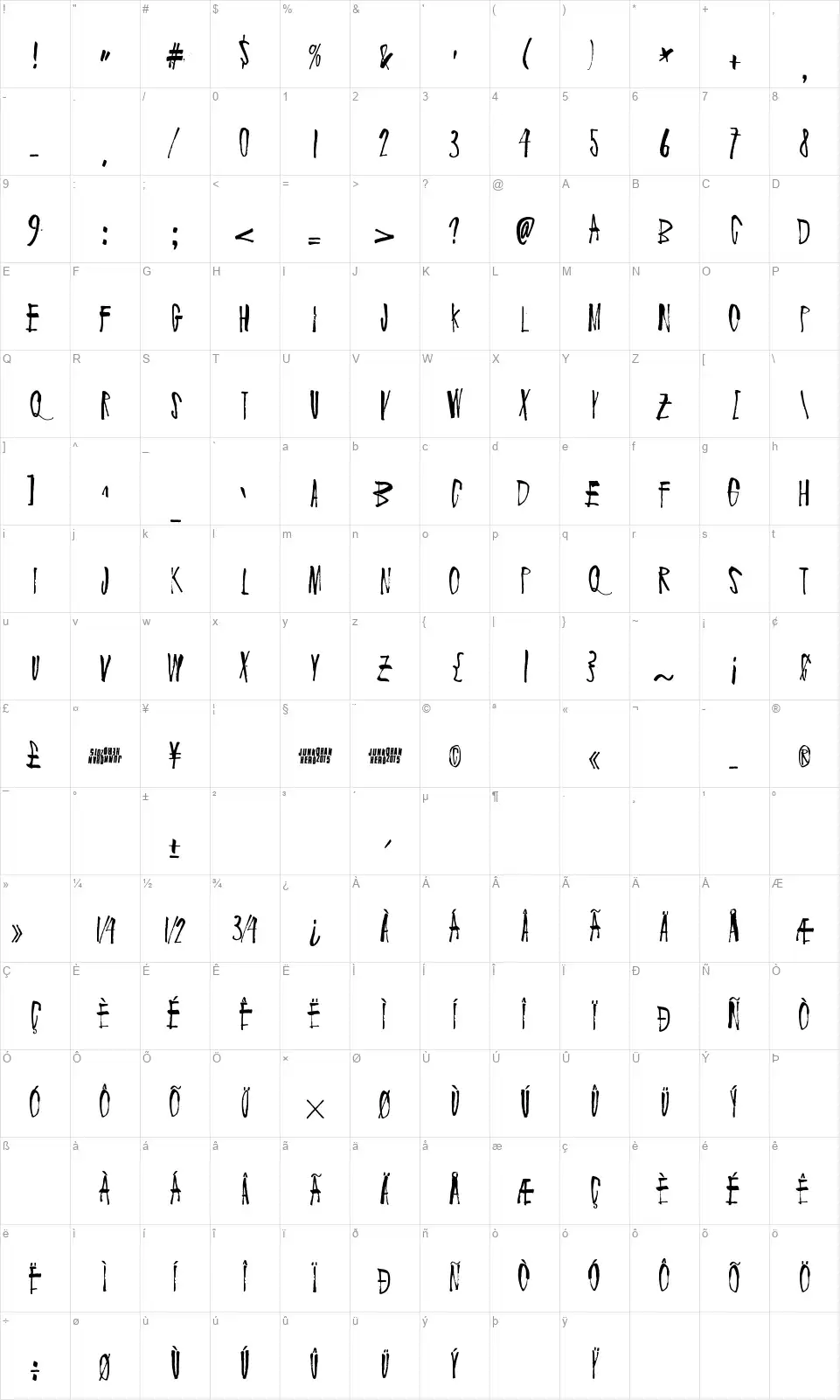 Drenaz Mozgowfont character map