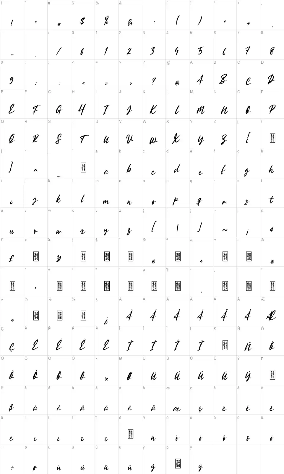 Efforitafont character map