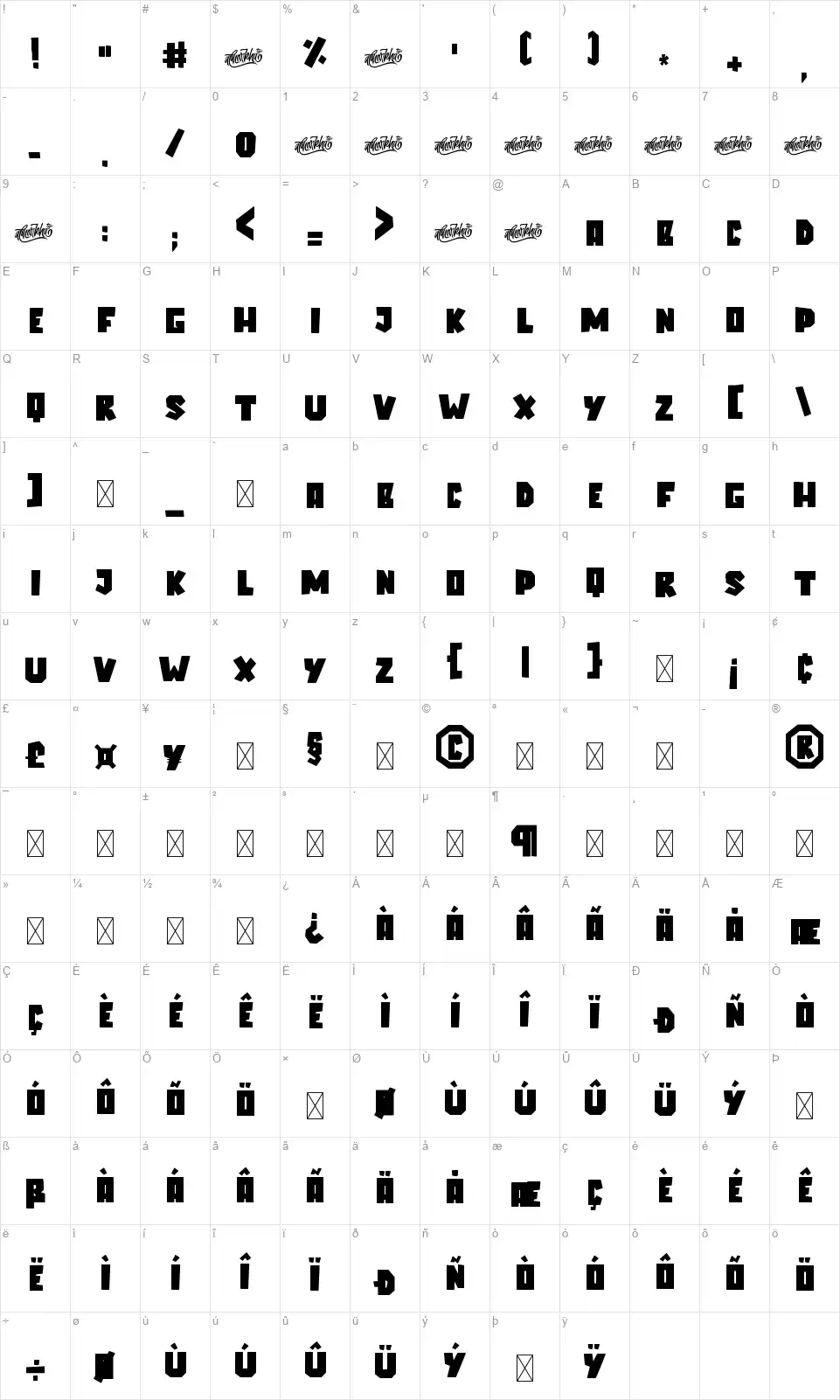 Elcatrazfont character map