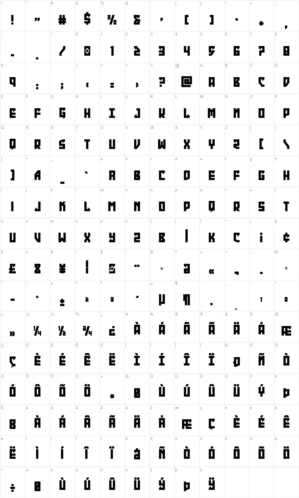 Emerald Beaconfont character map