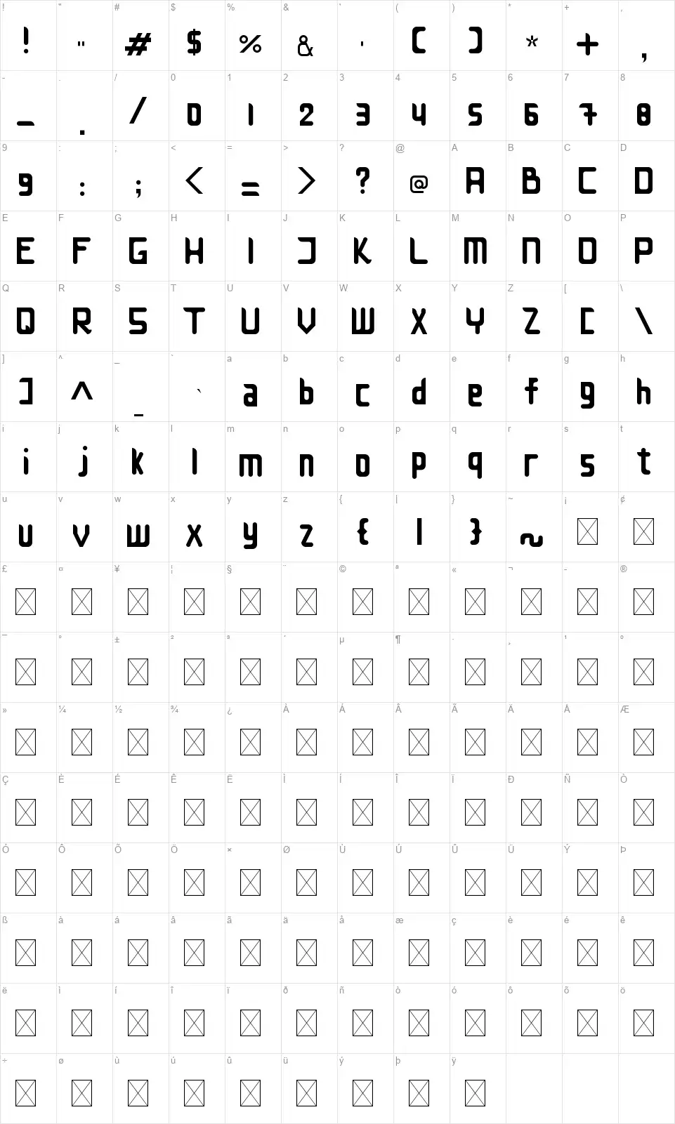 Entrepreneurfont character map