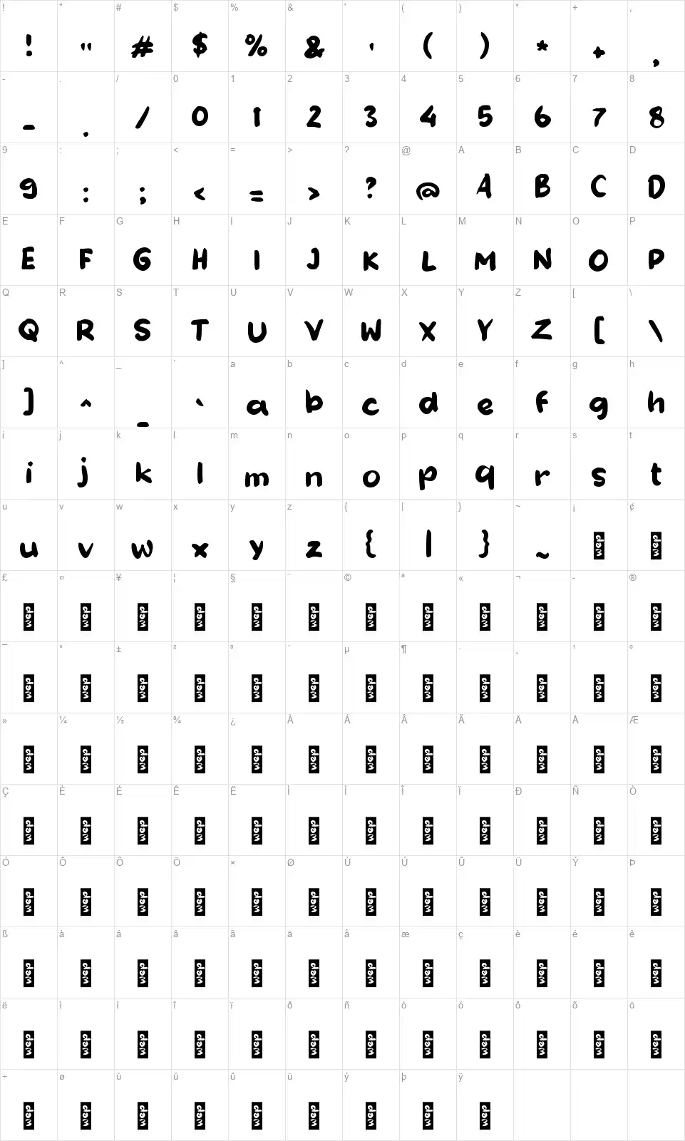 f Filsanfont character map