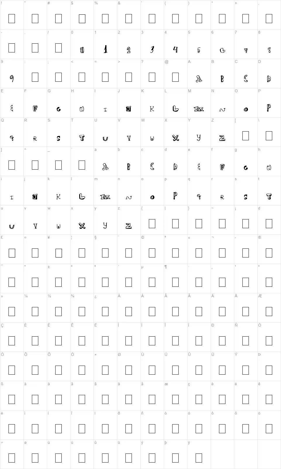 Fair Housefont character map