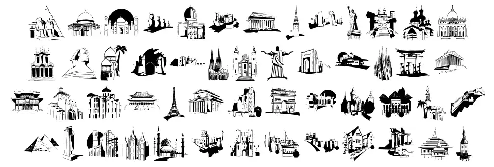 Famous Buildingsfont specimens