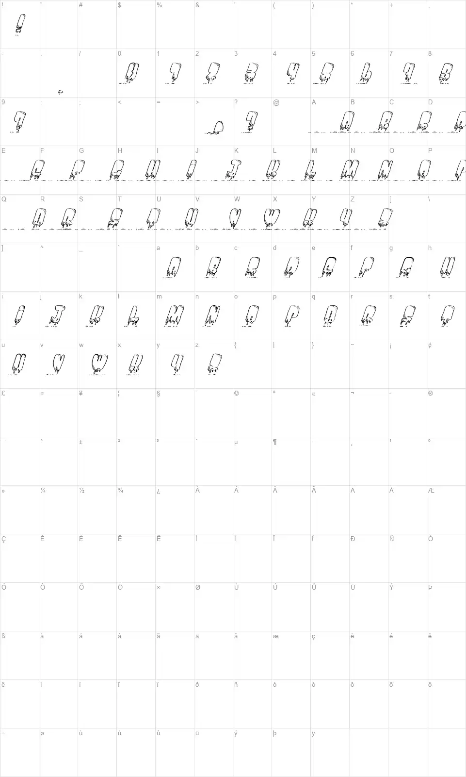 Fantom Betterfont character map