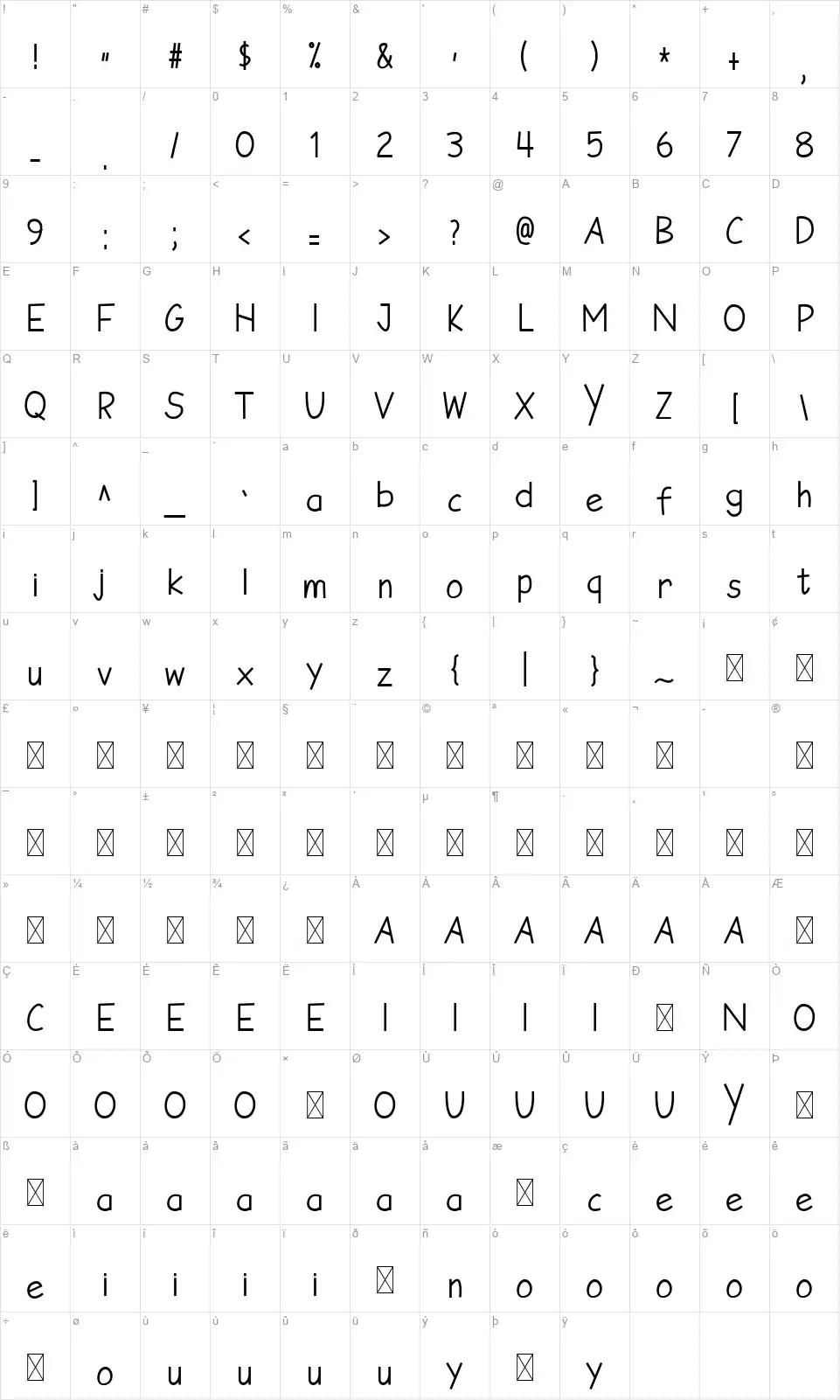 Farm House FSfont character map