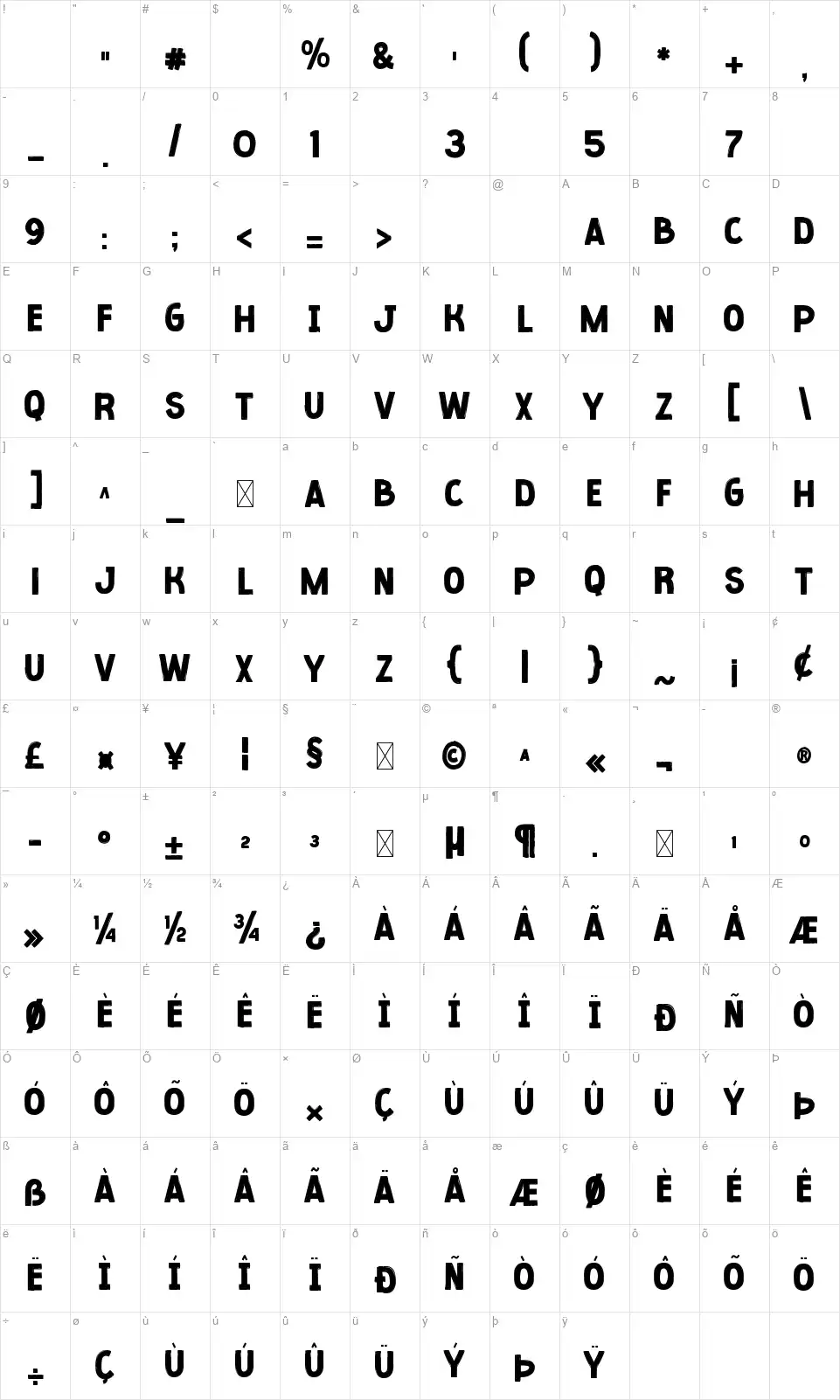 Feel Goodfont character map