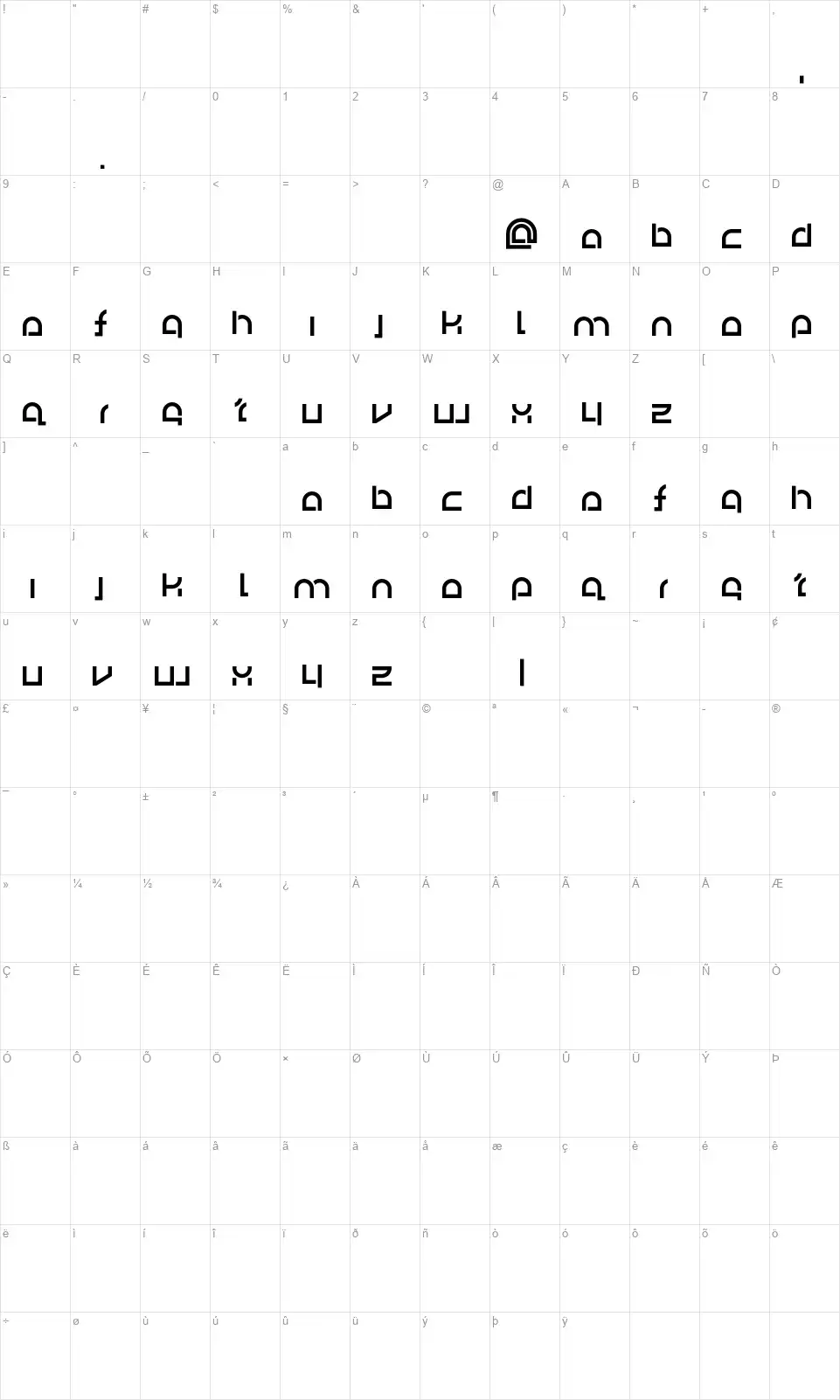 Fertig Bau Hausfont character map