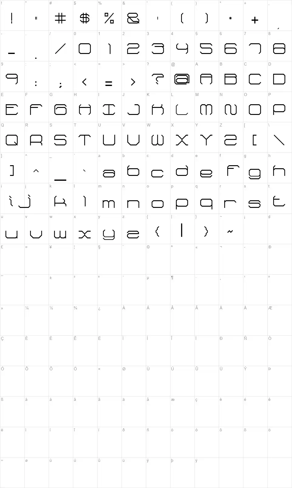 Fh Reversefont character map
