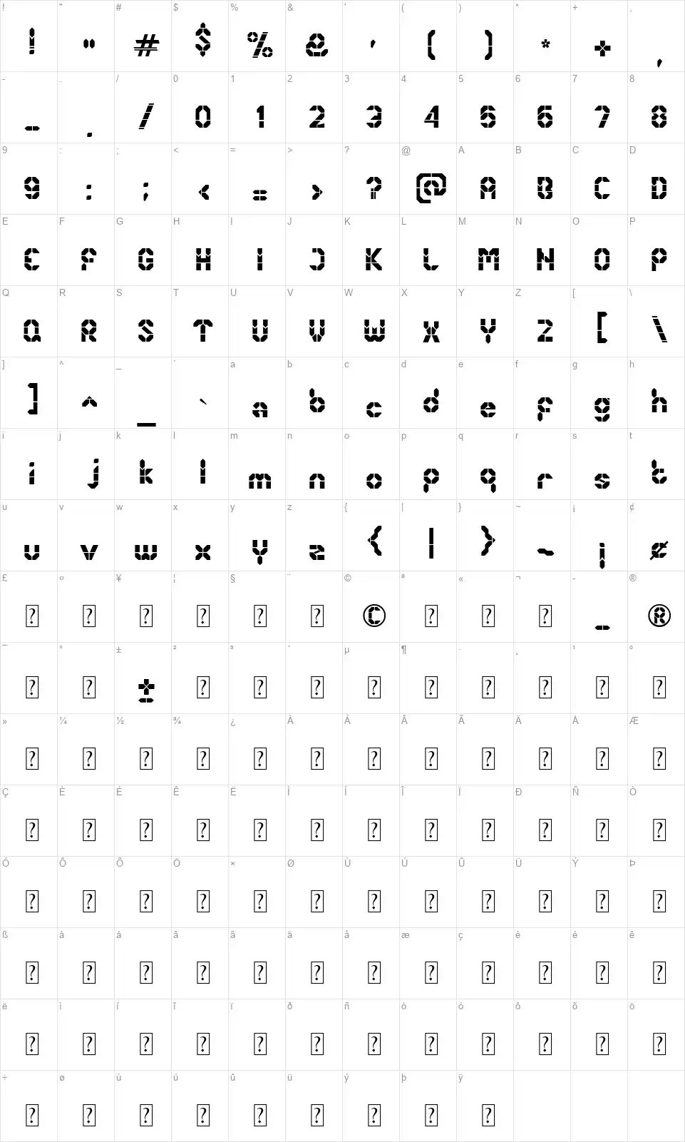 Fighter Brickfont character map