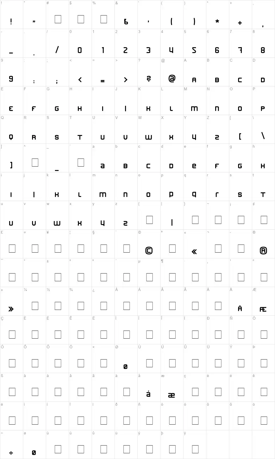 Finderfont character map