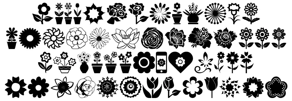 Flower Iconsfont specimens