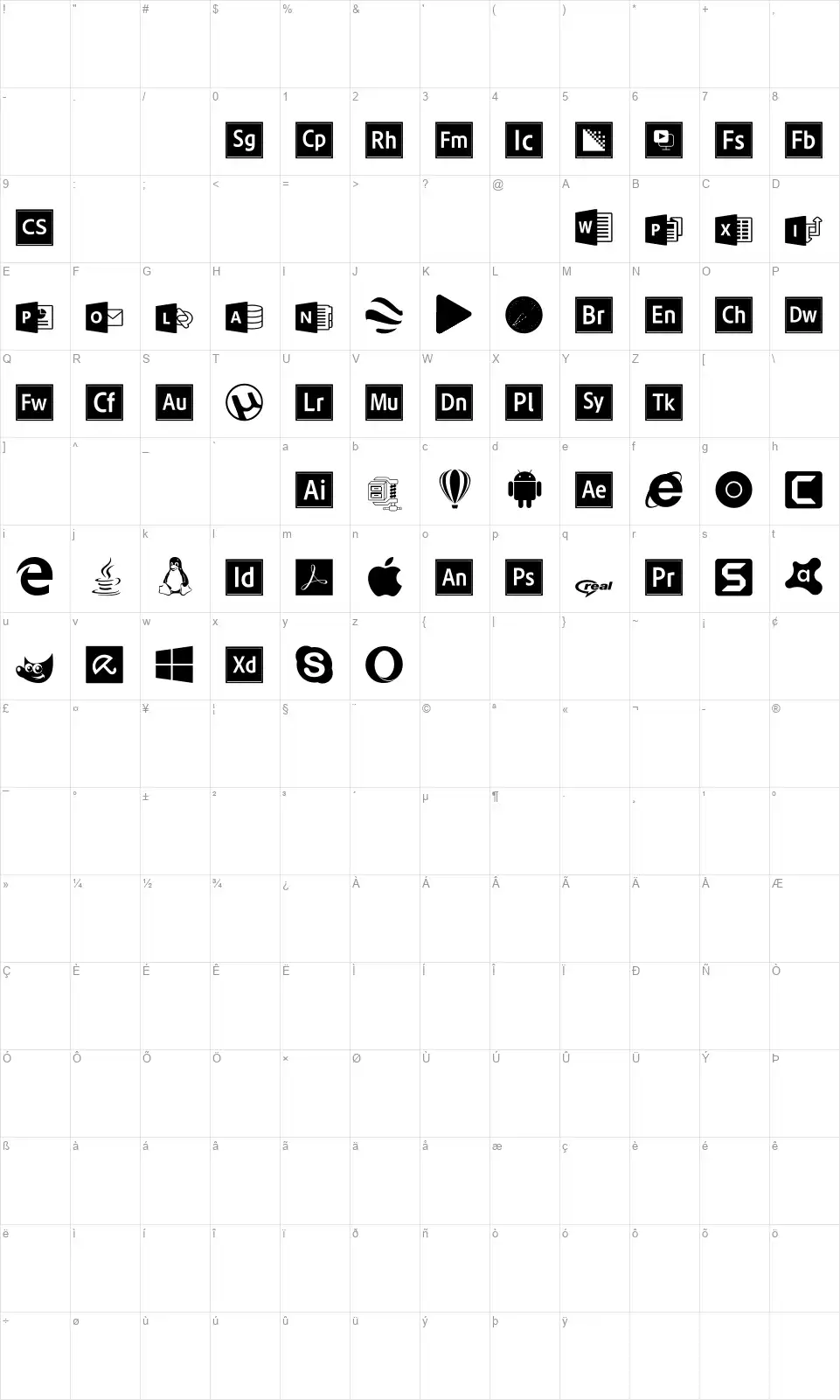 Font Logos Programsfont character map