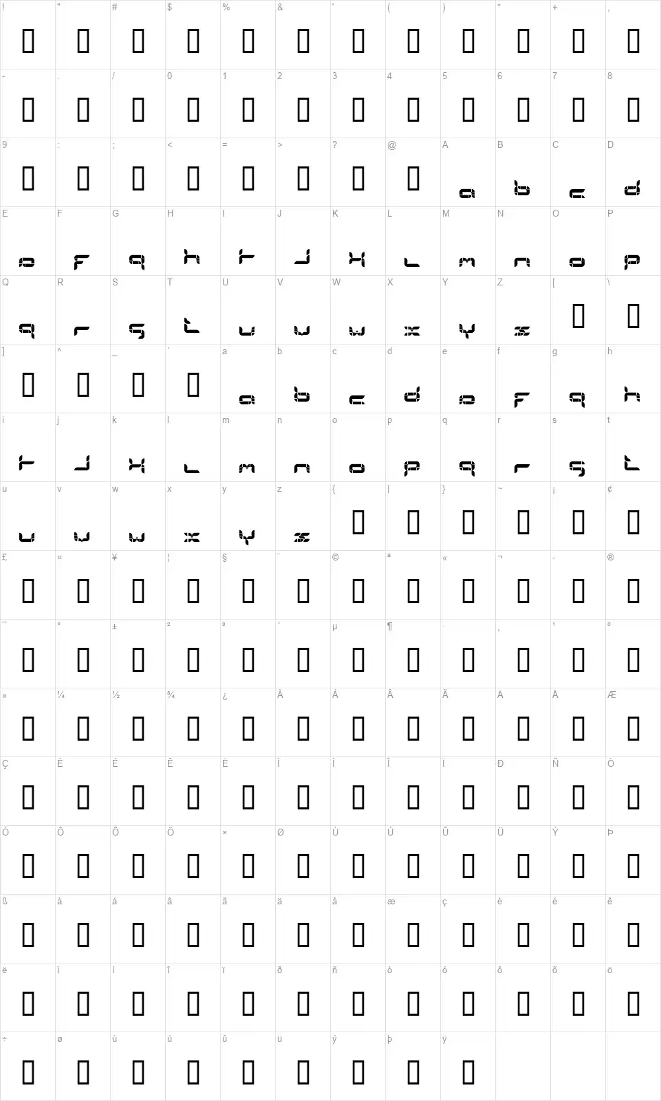 FormlosOrganikfont character map