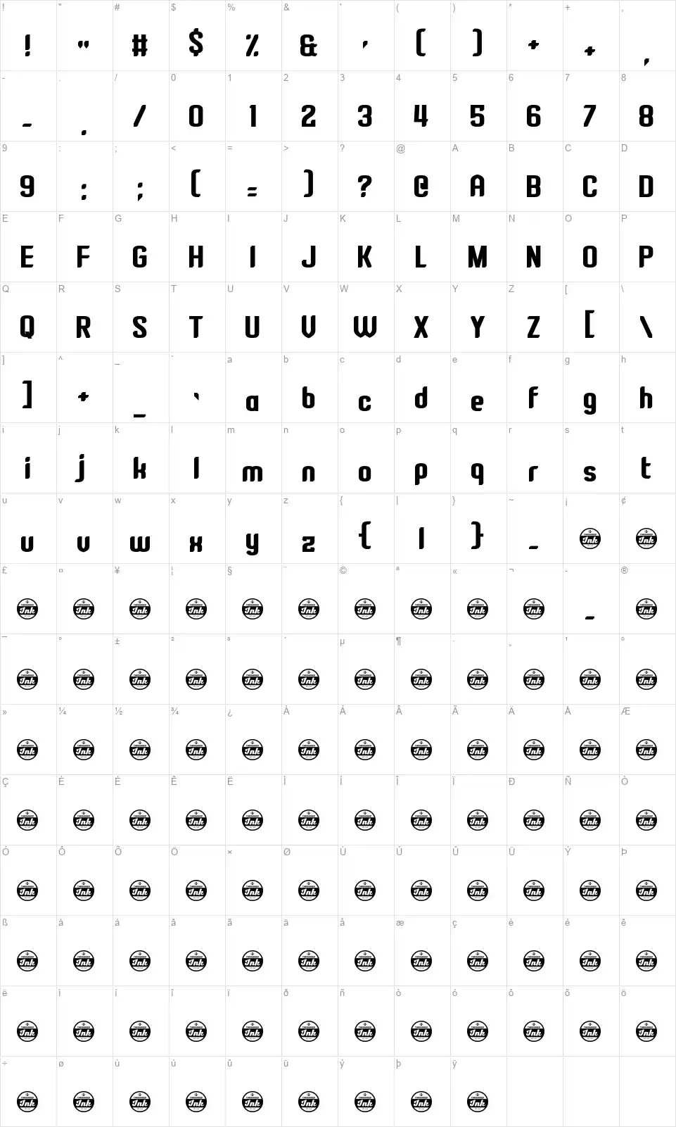 Four Mad Dogsfont character map