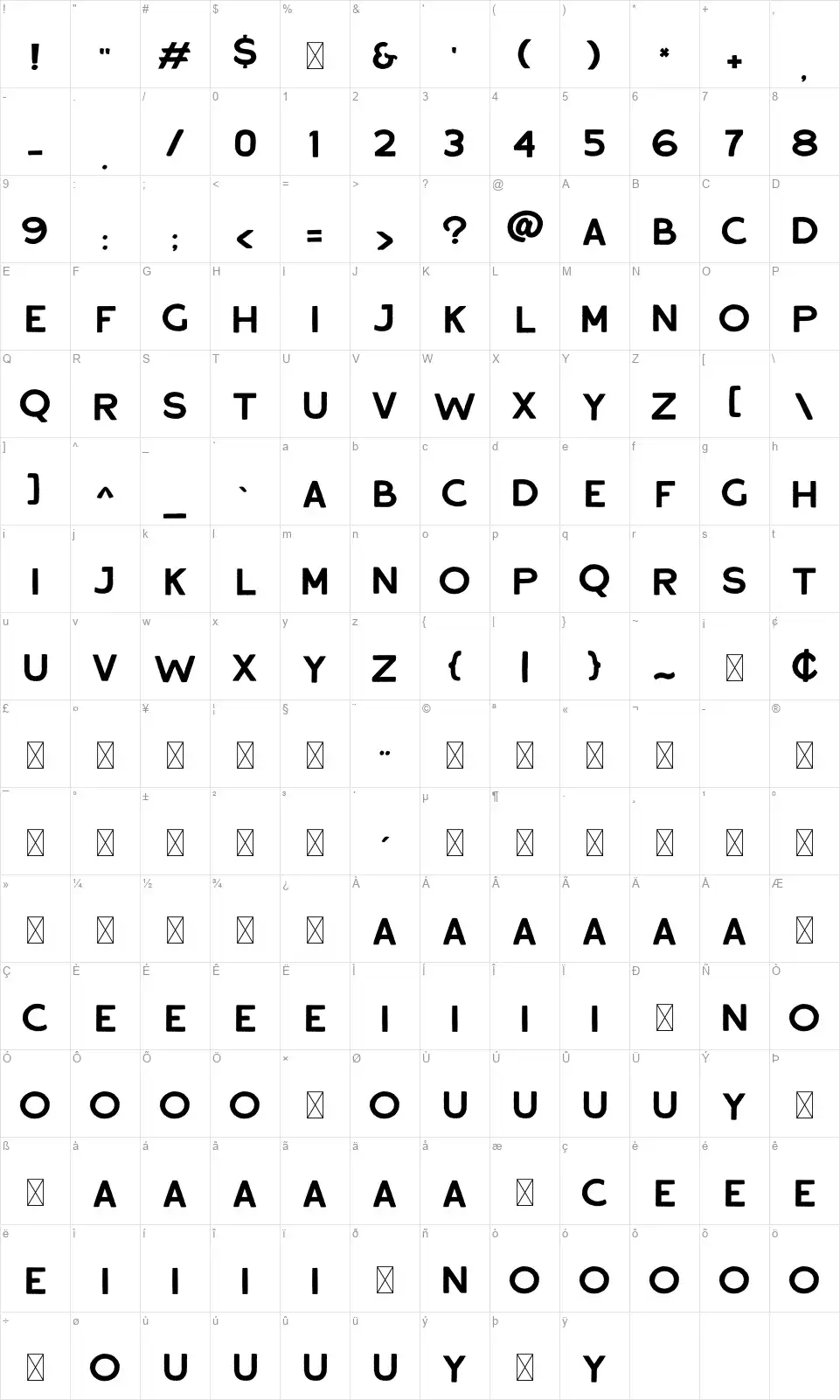 Fresh Producefont character map