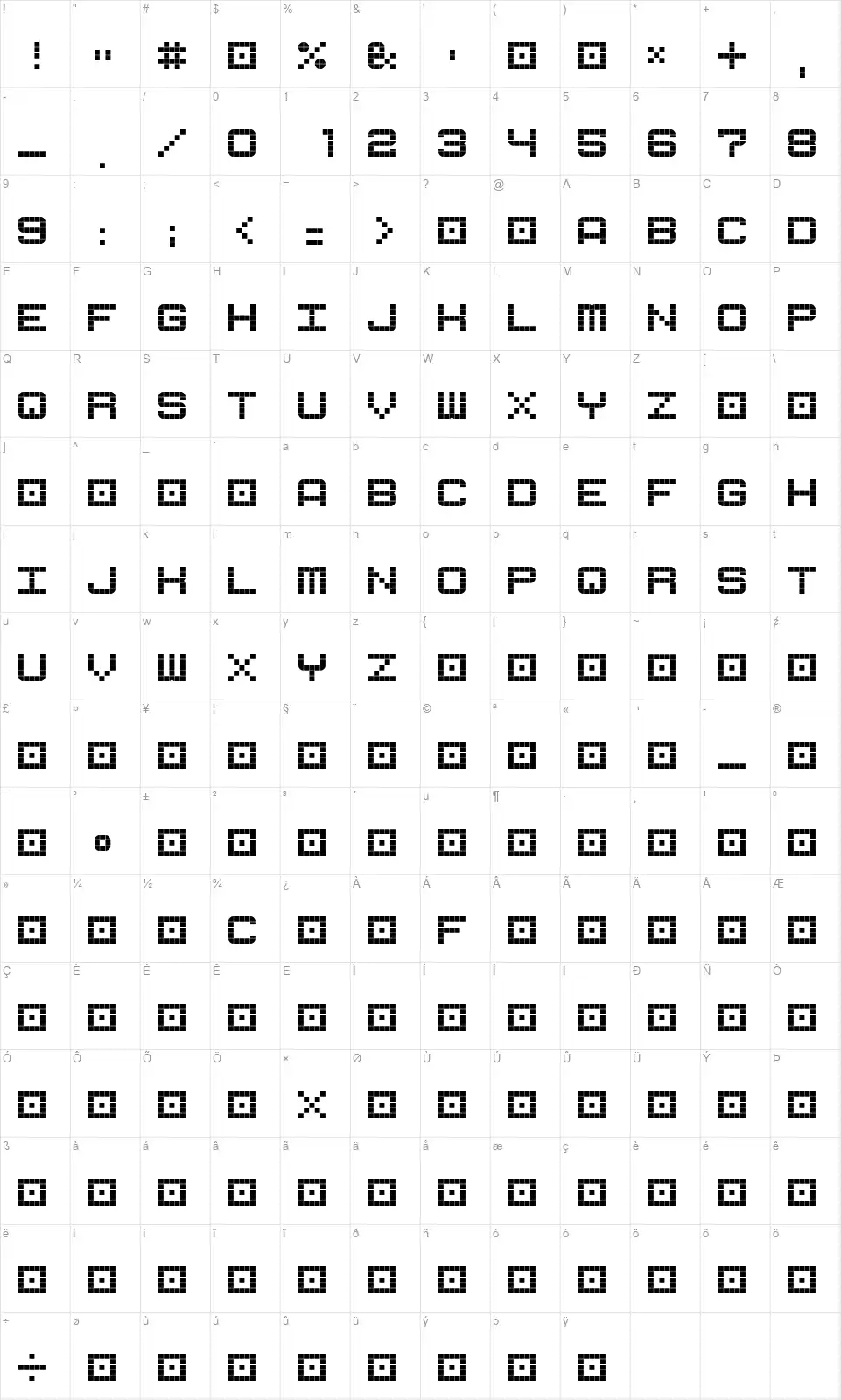 G7 Cube 5font character map