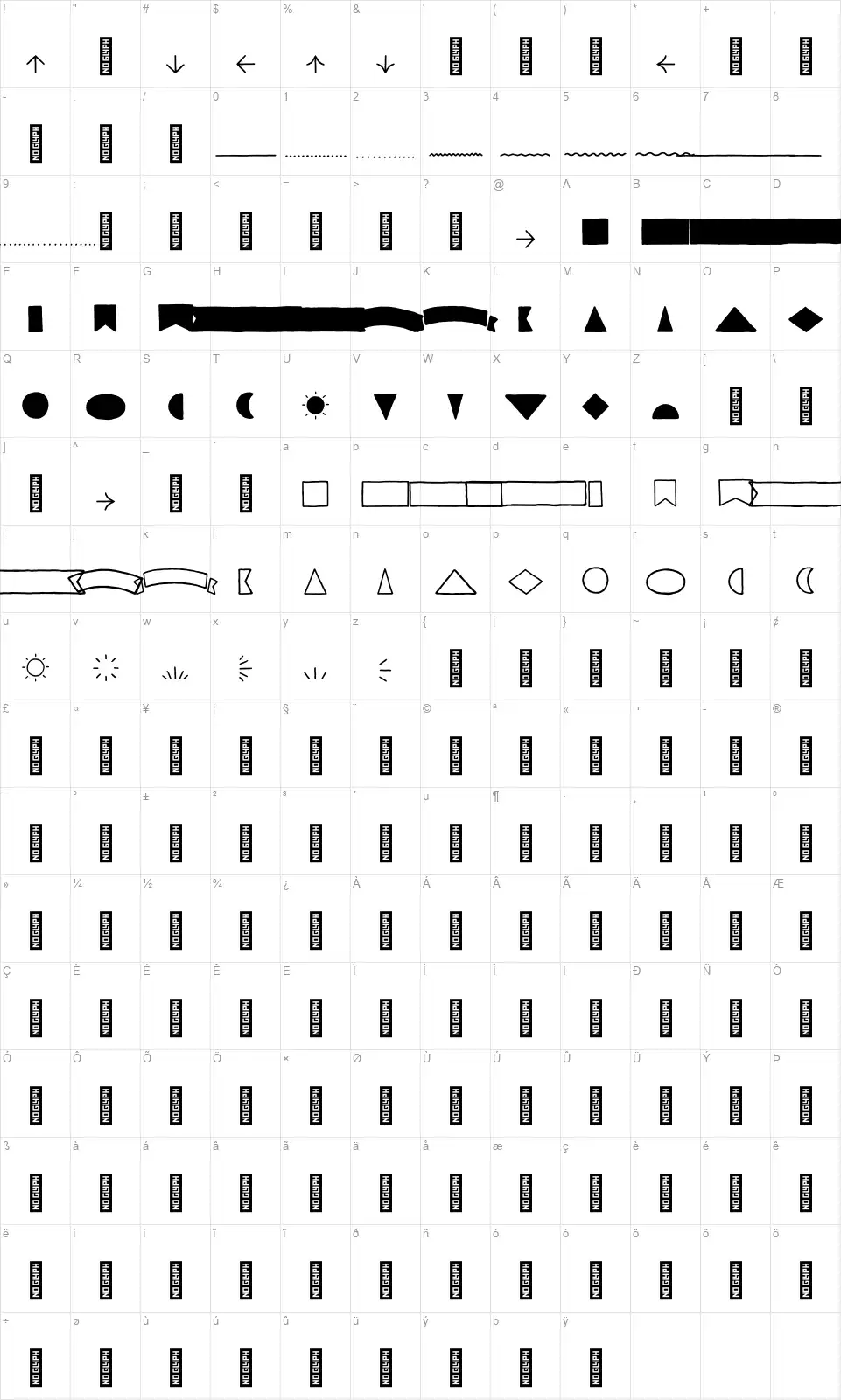 Garlic Salt Extrasfont character map