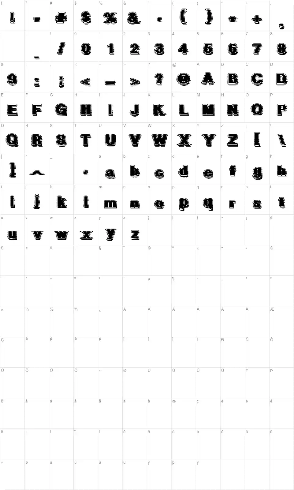 GeometricFogfont character map
