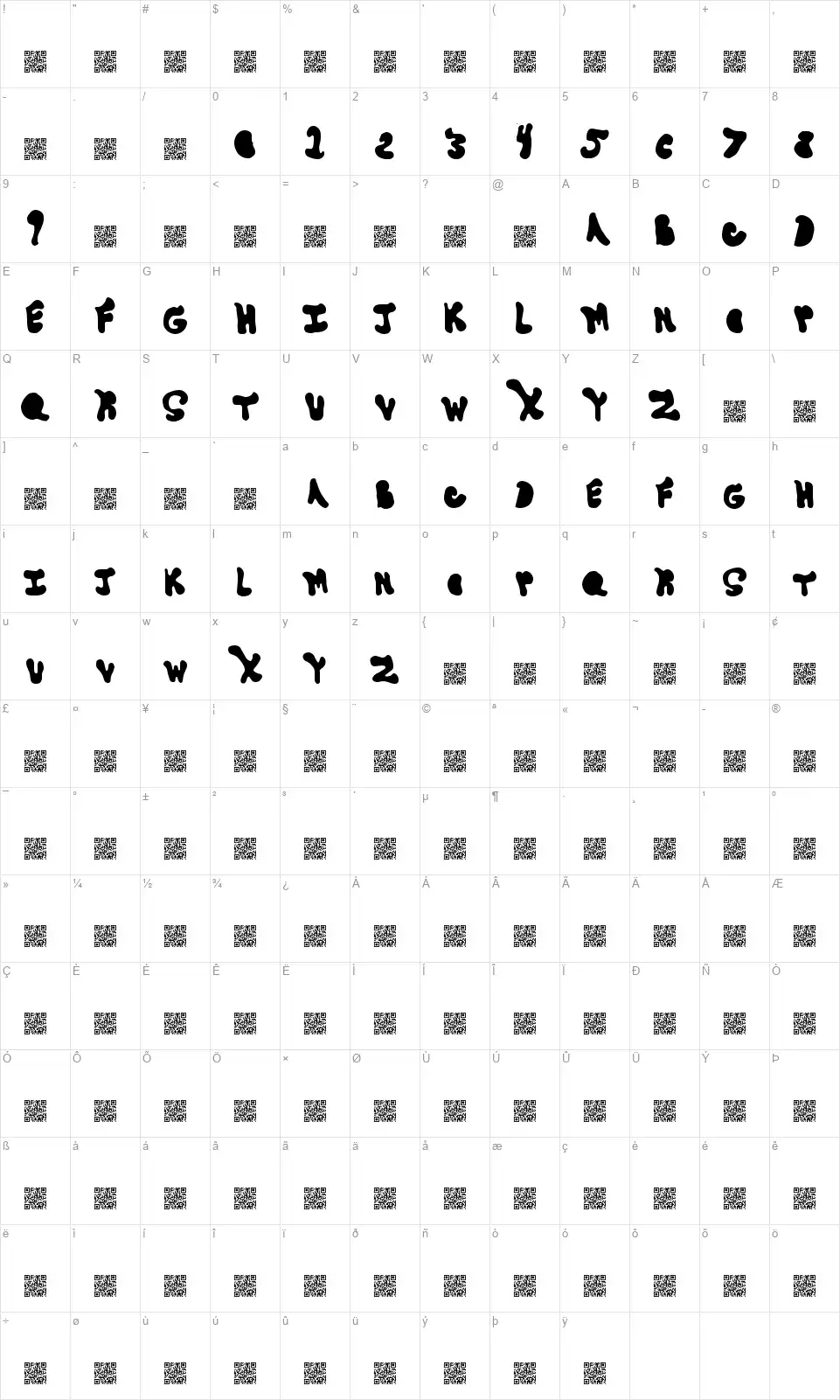 Gone Awayfont character map