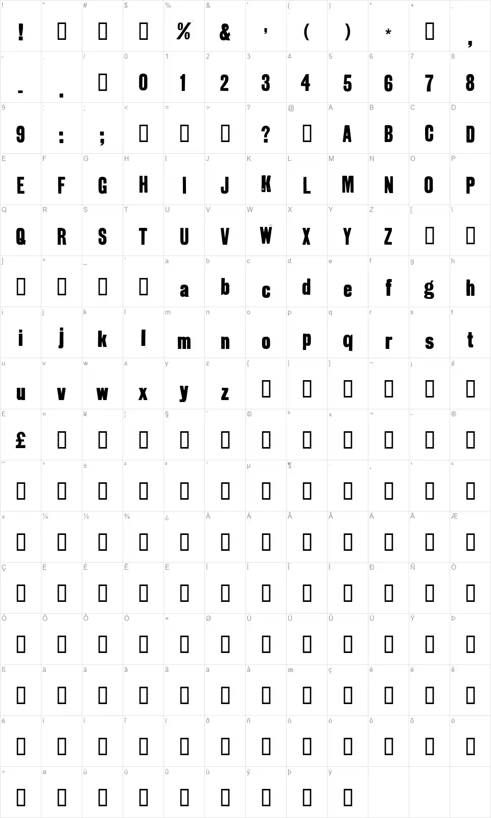 GrotRoughfont character map