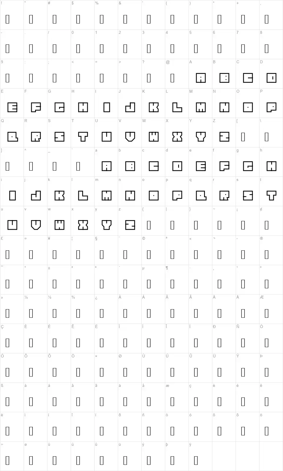 Haco Fontfont character map