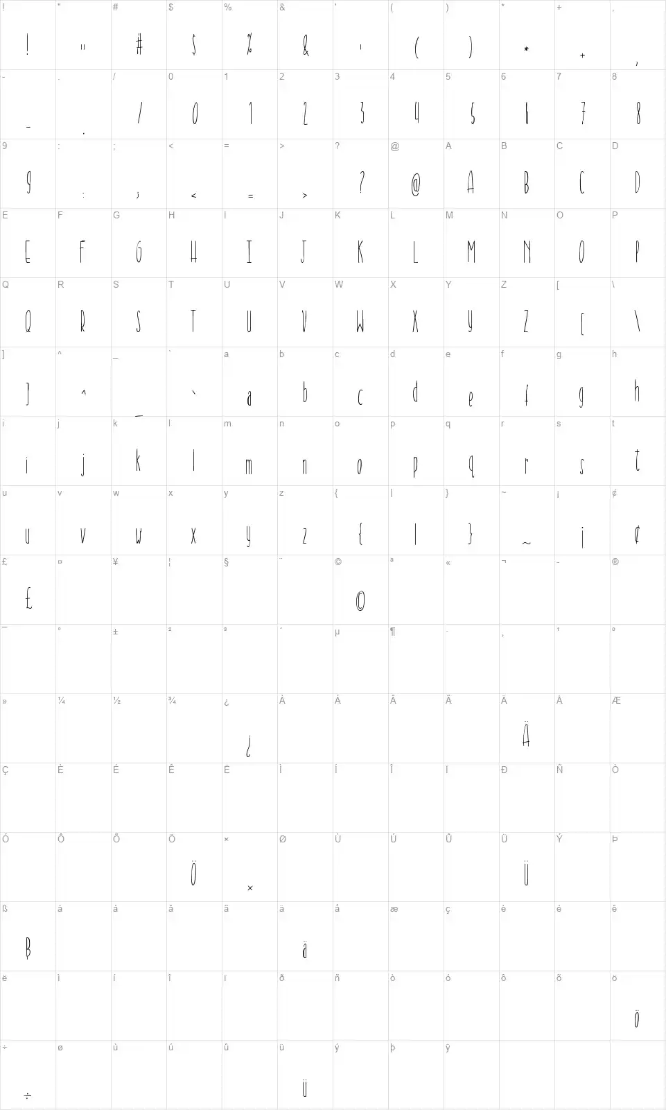 Hai Allisonfont character map