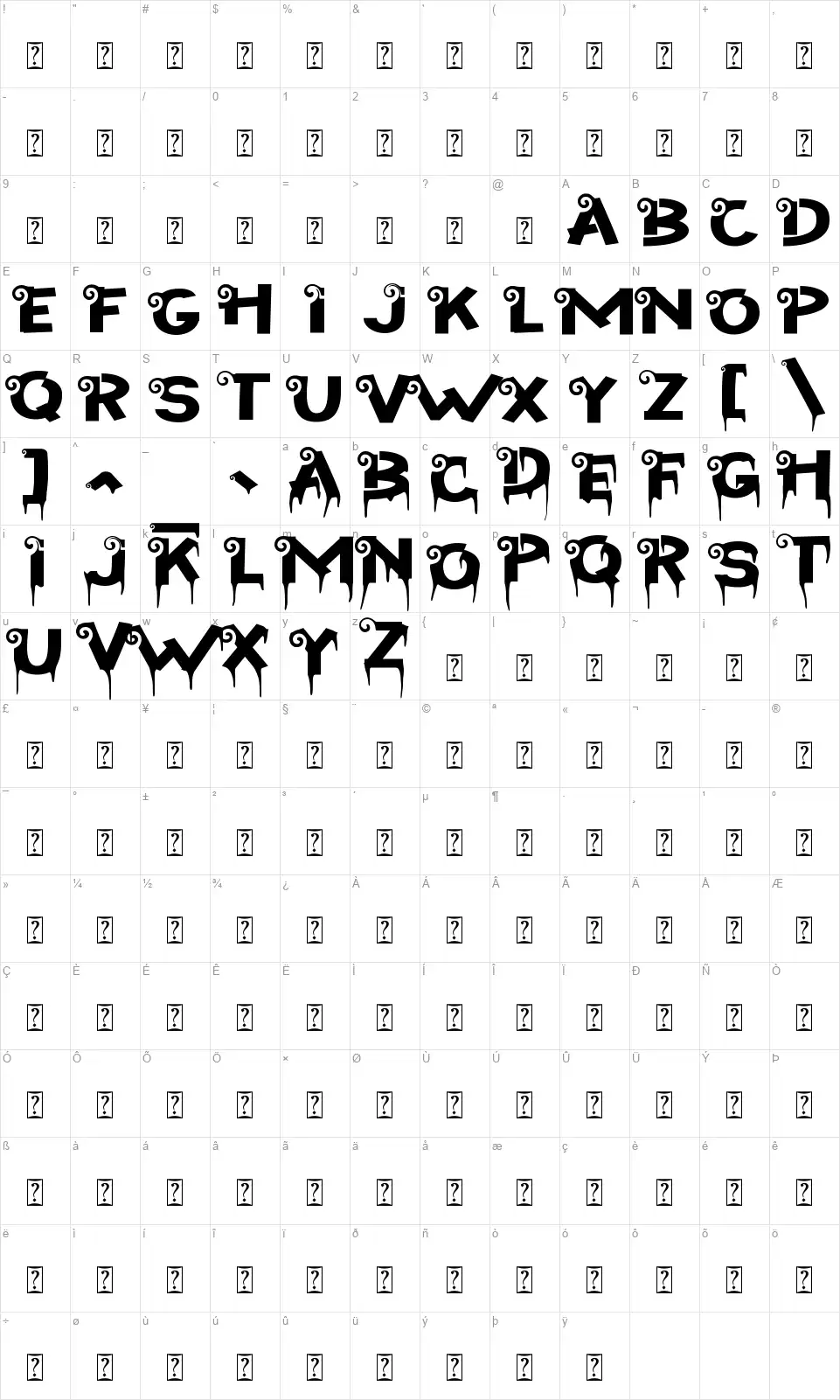 Halloween Kingdomfont character map