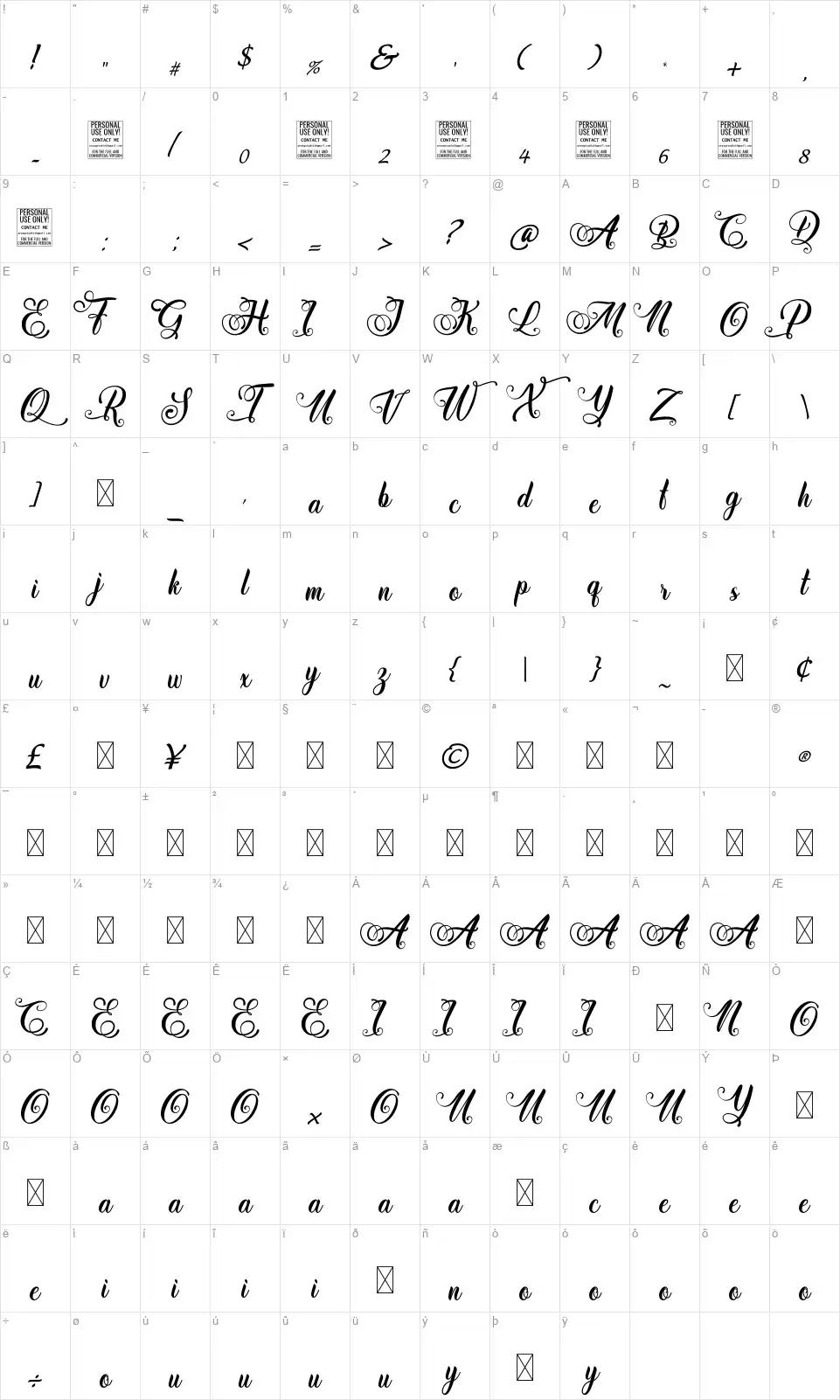 Halloween Witches Displayfont character map