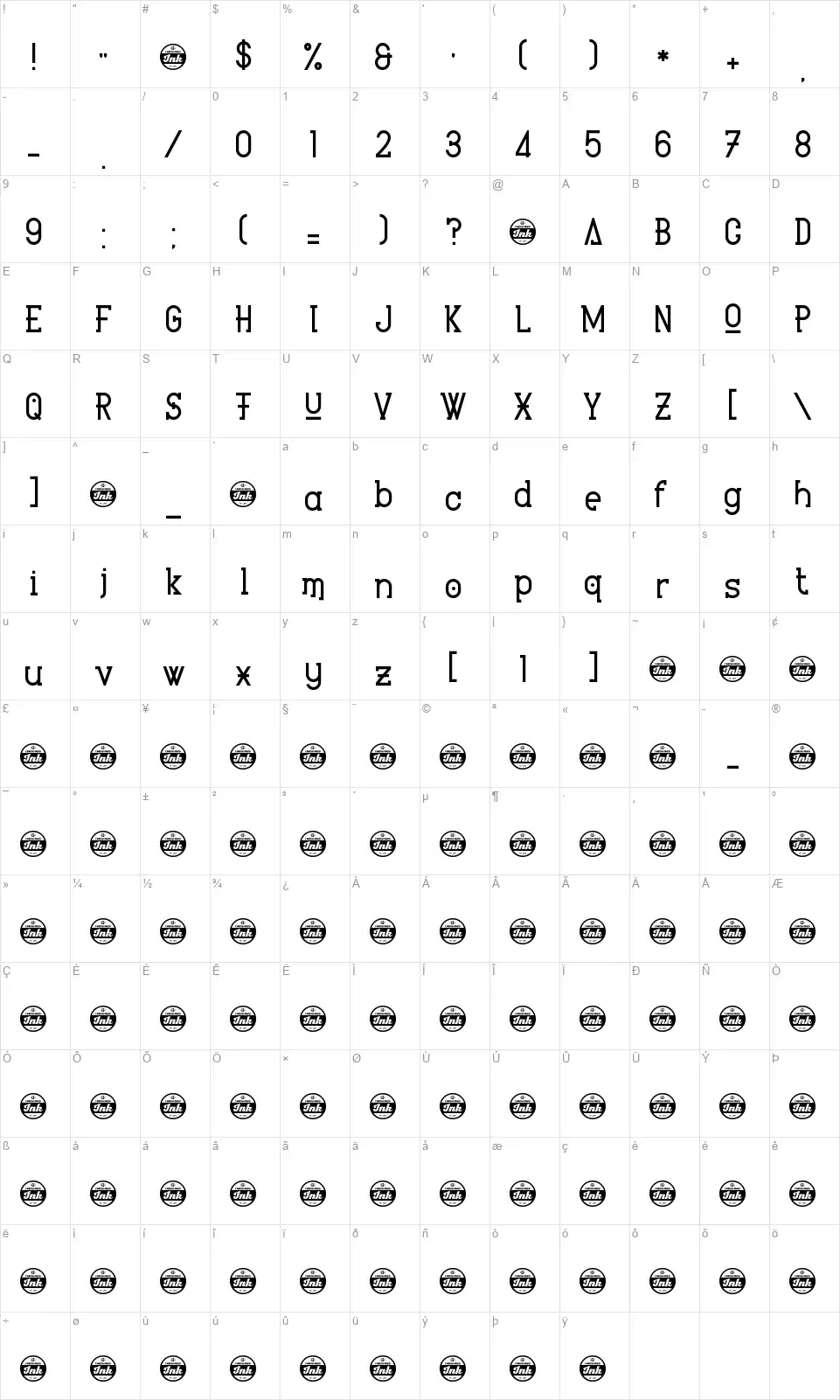 Heartbeat Synchronicityfont character map