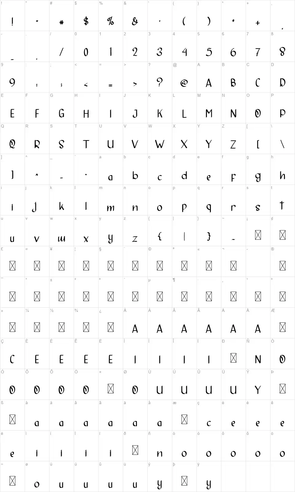 Hello Saturdayfont character map