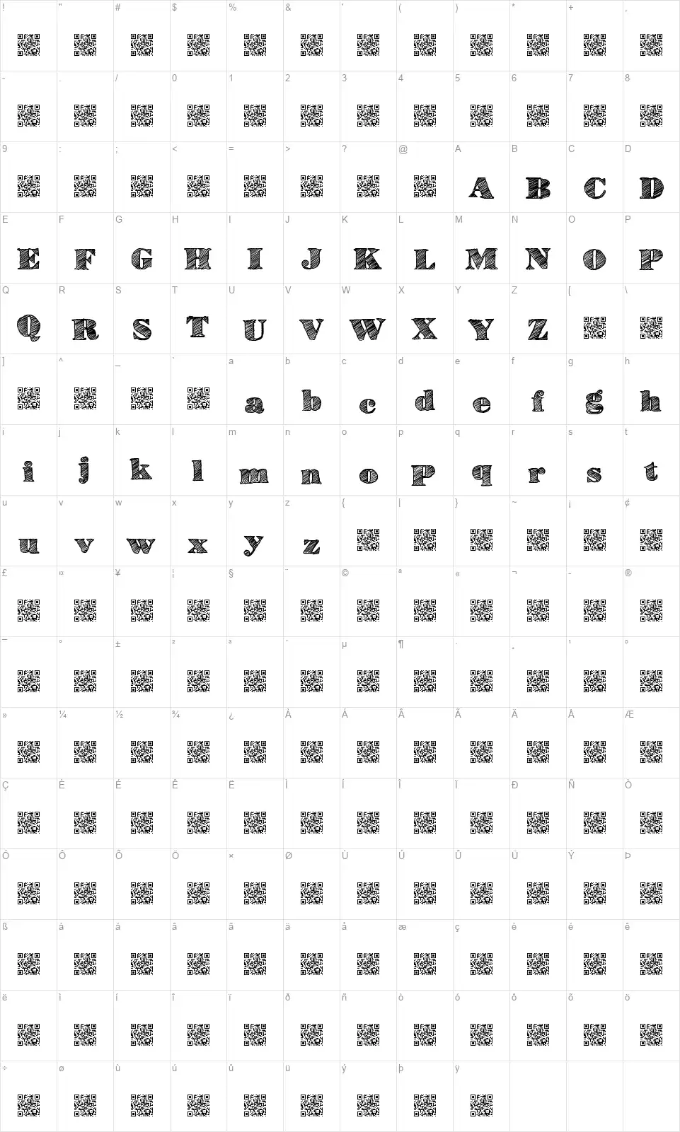 High Linesfont character map
