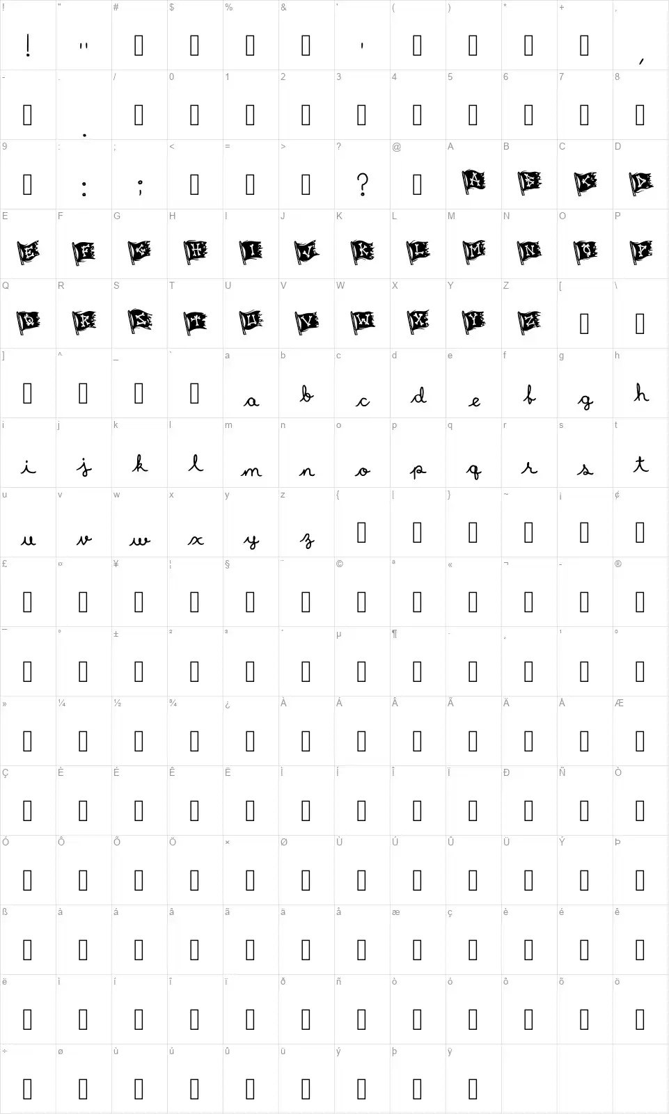 Hoist The Colorsfont character map