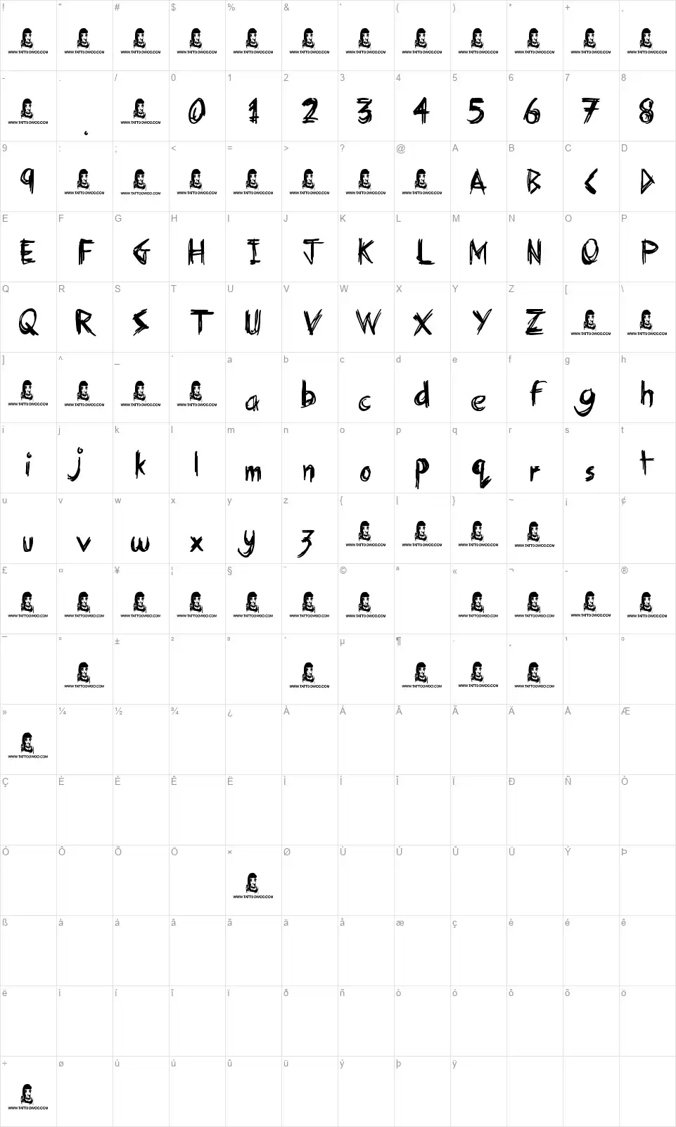 Holiday Bluesfont character map