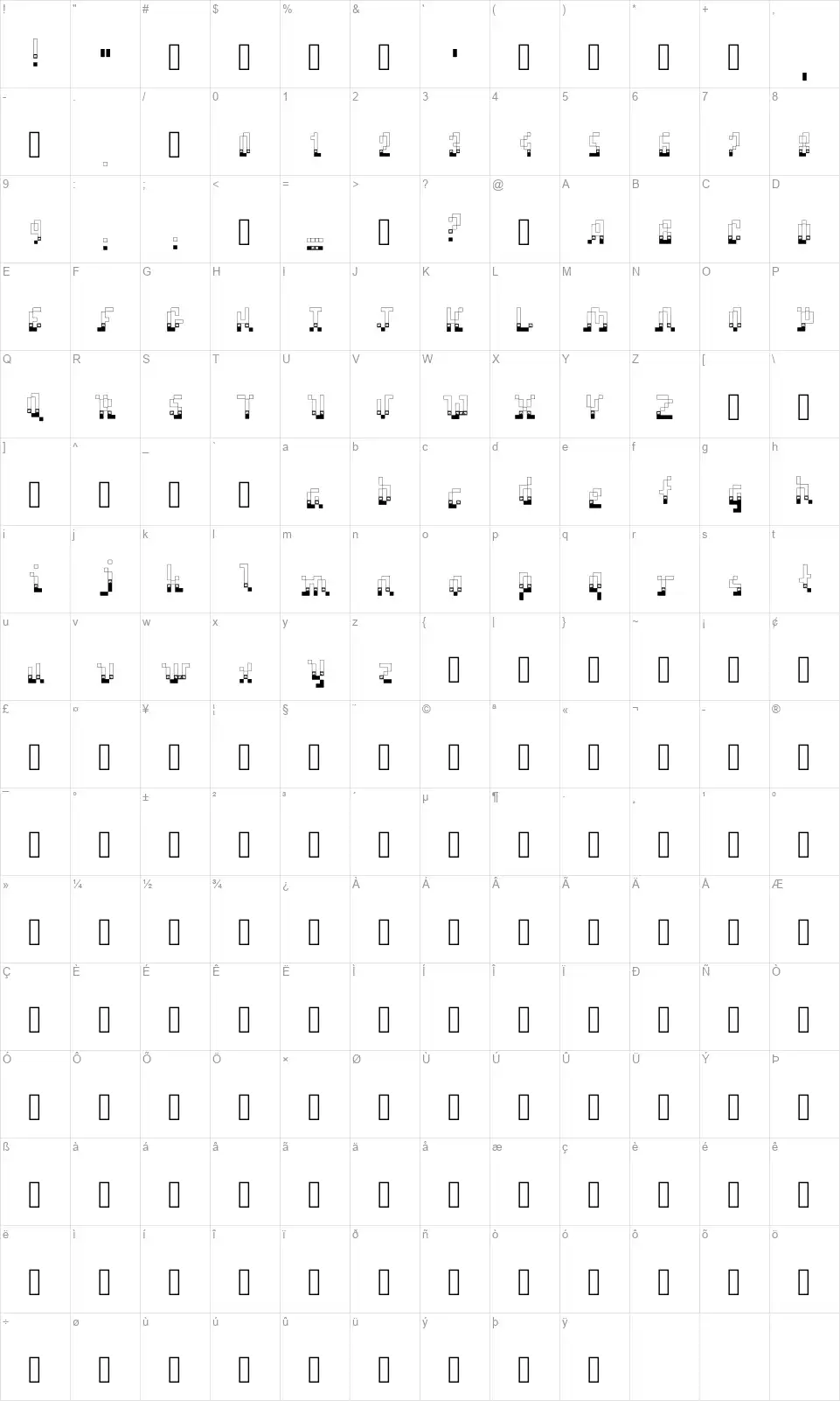 Hornbill Festfont character map