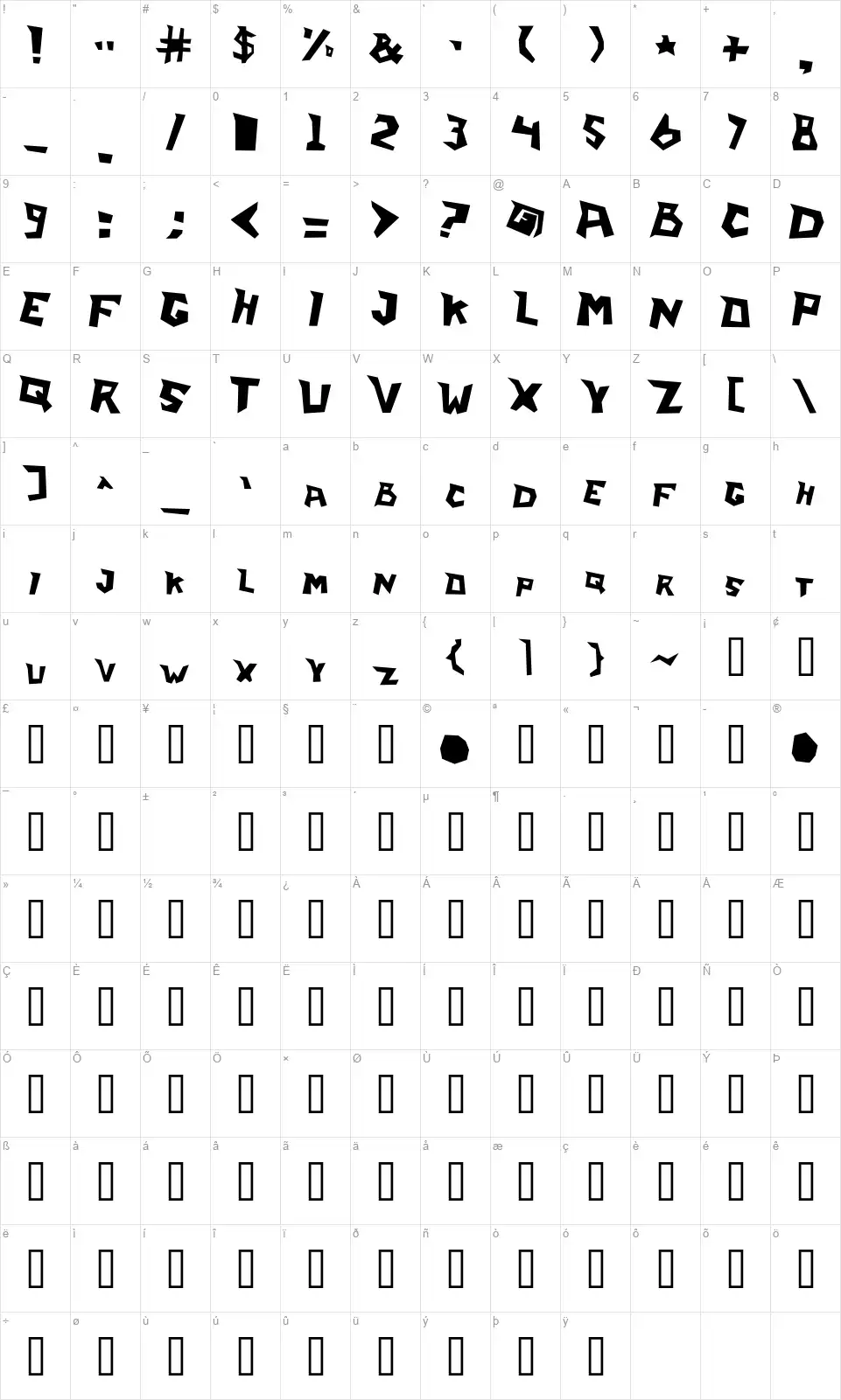 I Learn From Wallfont character map