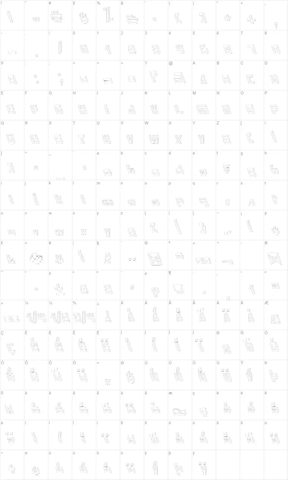 Internerdfont character map