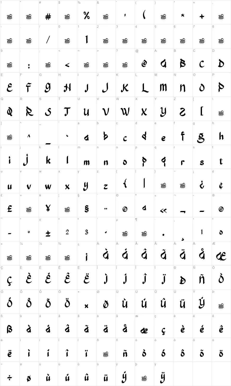 Jaiz Syoebfont character map