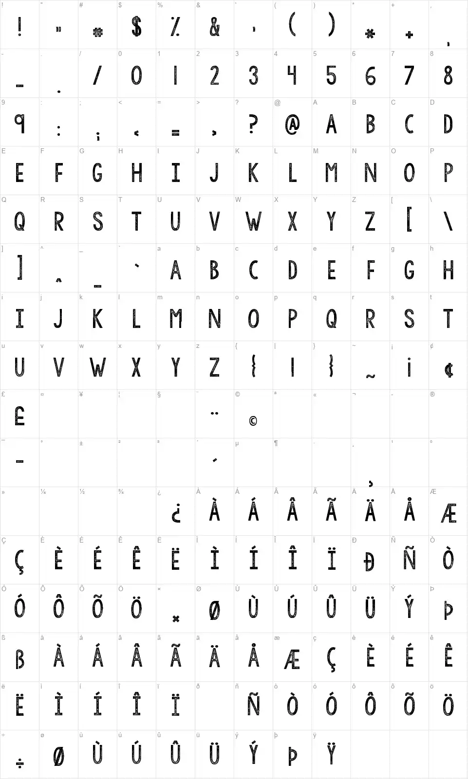 KG All of Mefont character map