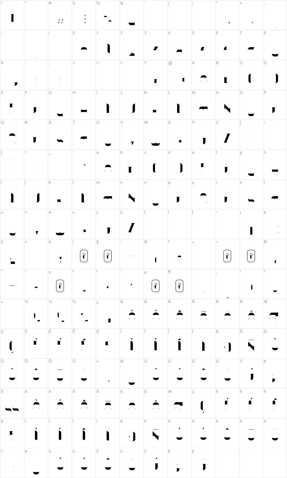 Kraitfont character map