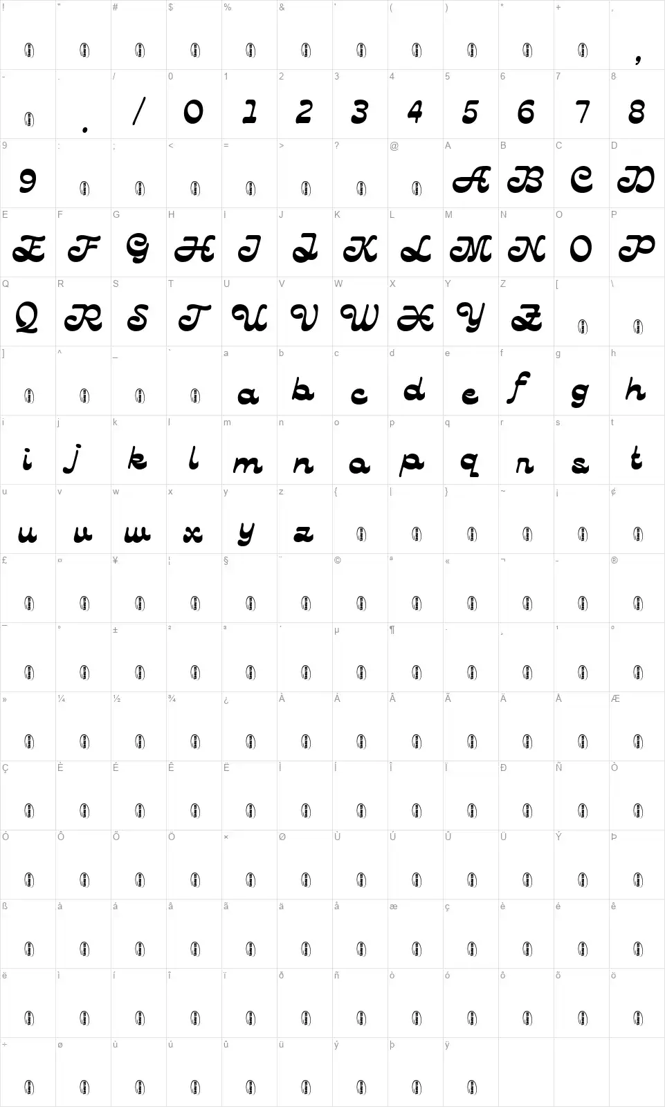 Lautrenfont character map