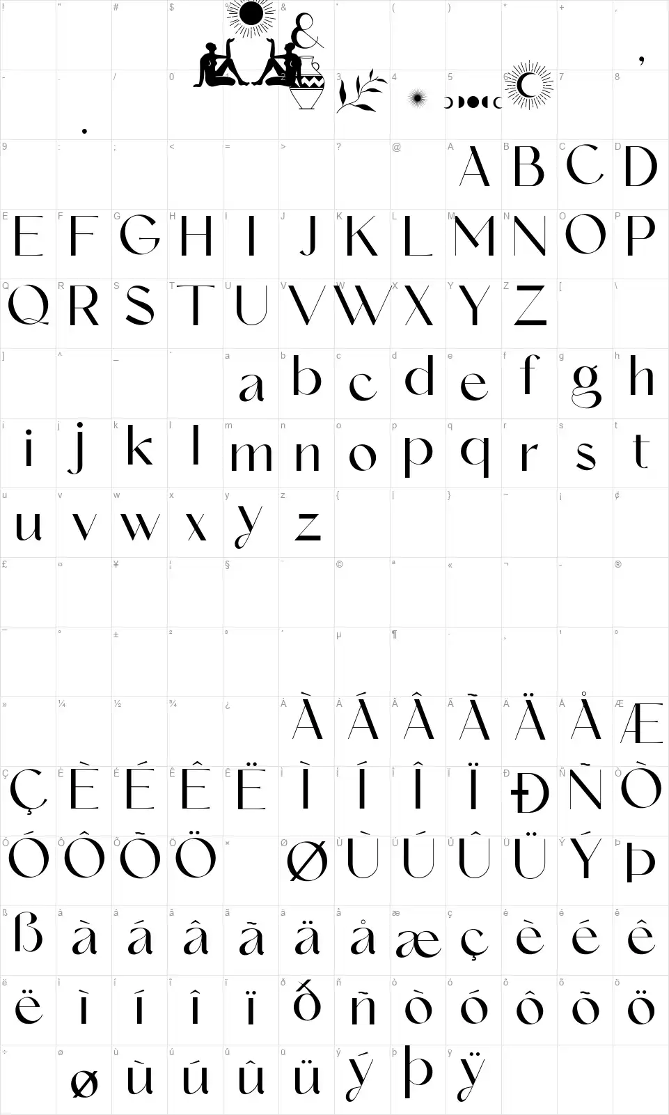 Le Amatckyfont character map