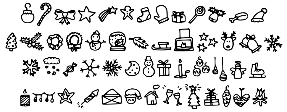 Lettertype Mies Christmas Iconsfont specimens