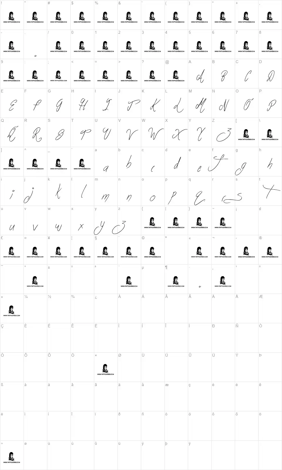Life Azuresfont character map