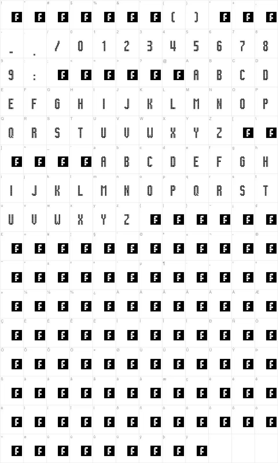 Lightdot 13x6font character map