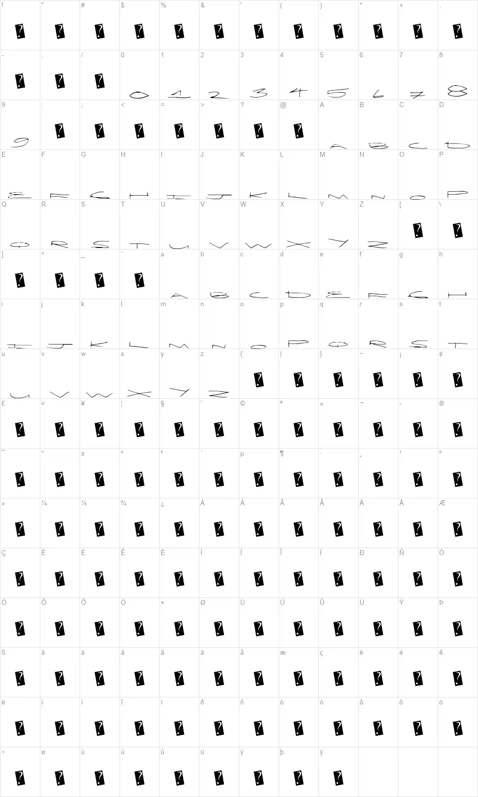 LimoCapsfont character map