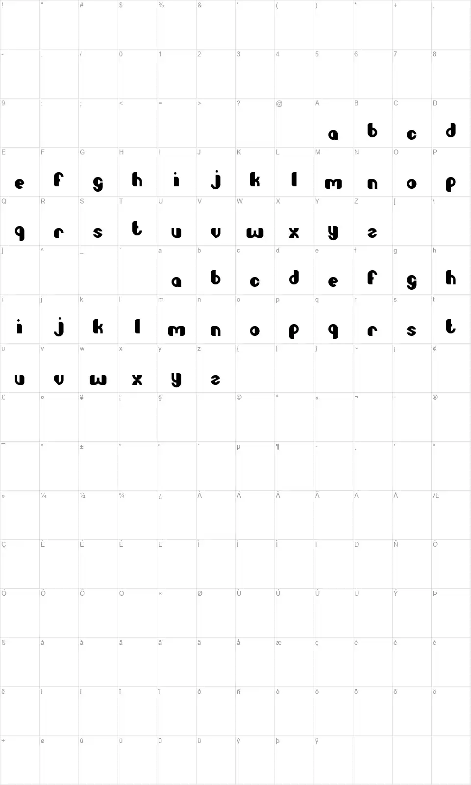 Little Atomfont character map